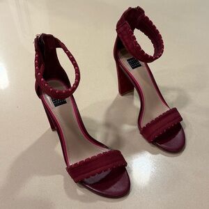 White House Black Market Burgundy Suede Block Heel Sandals – Size 7M
